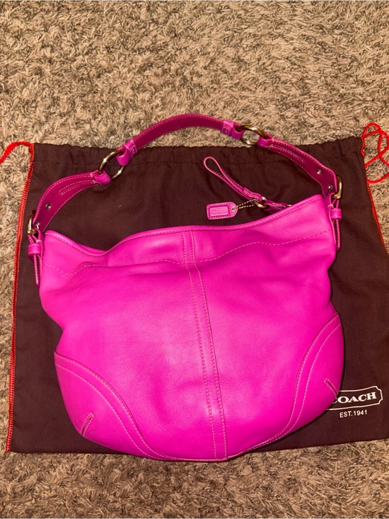 Coach Handbags - Coach Vibrant Pink Leather Shoulder Bag